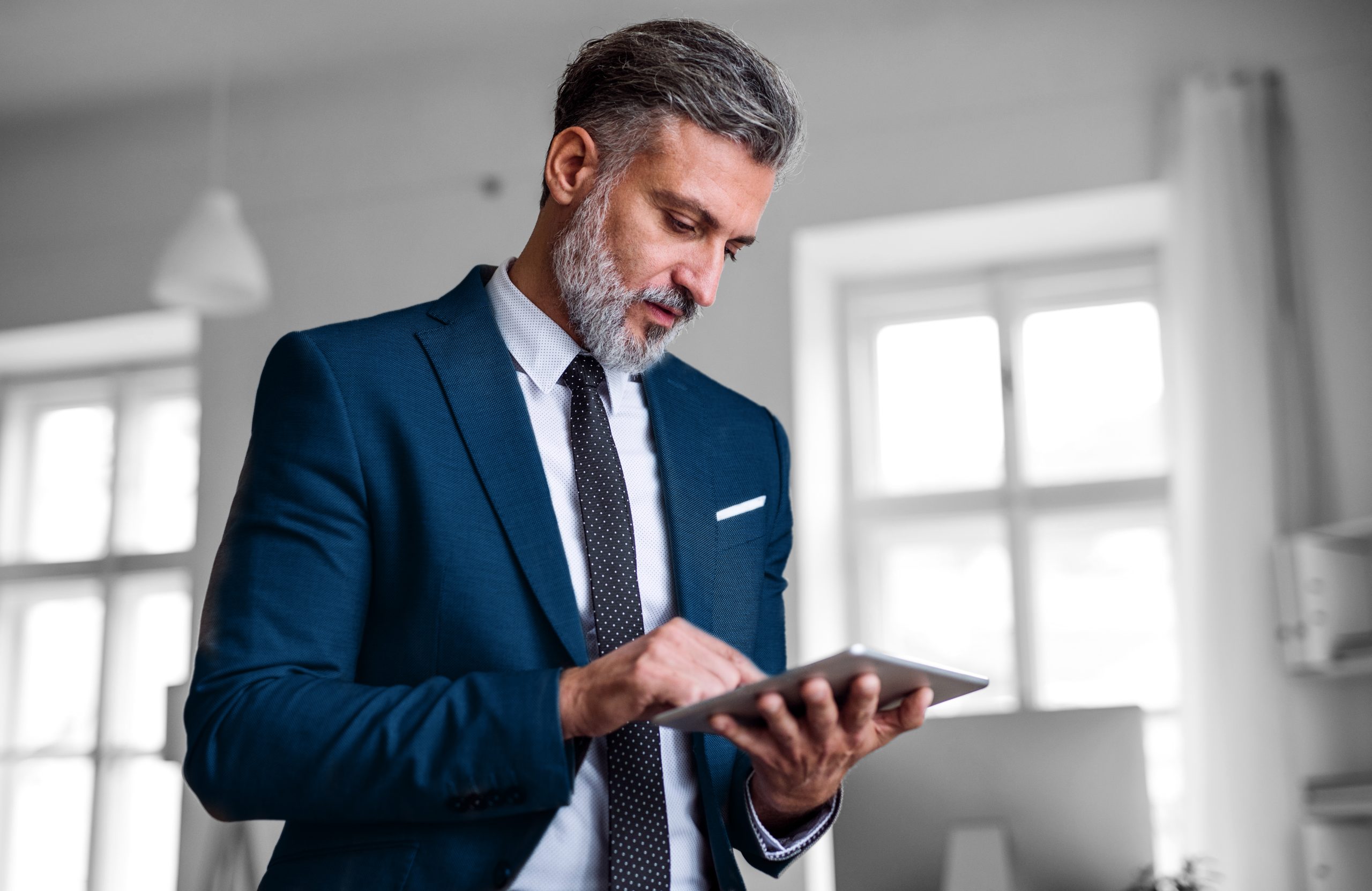 CFO looking at tablet