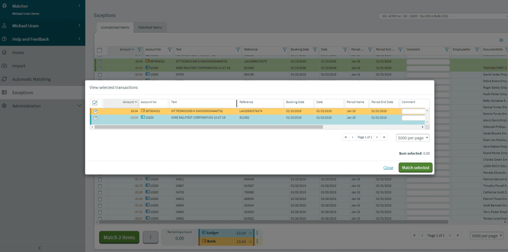 Automated Transaction Matching With Adra Matcher