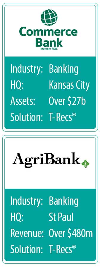 Commerce Bank and AgriBank use T-Recs