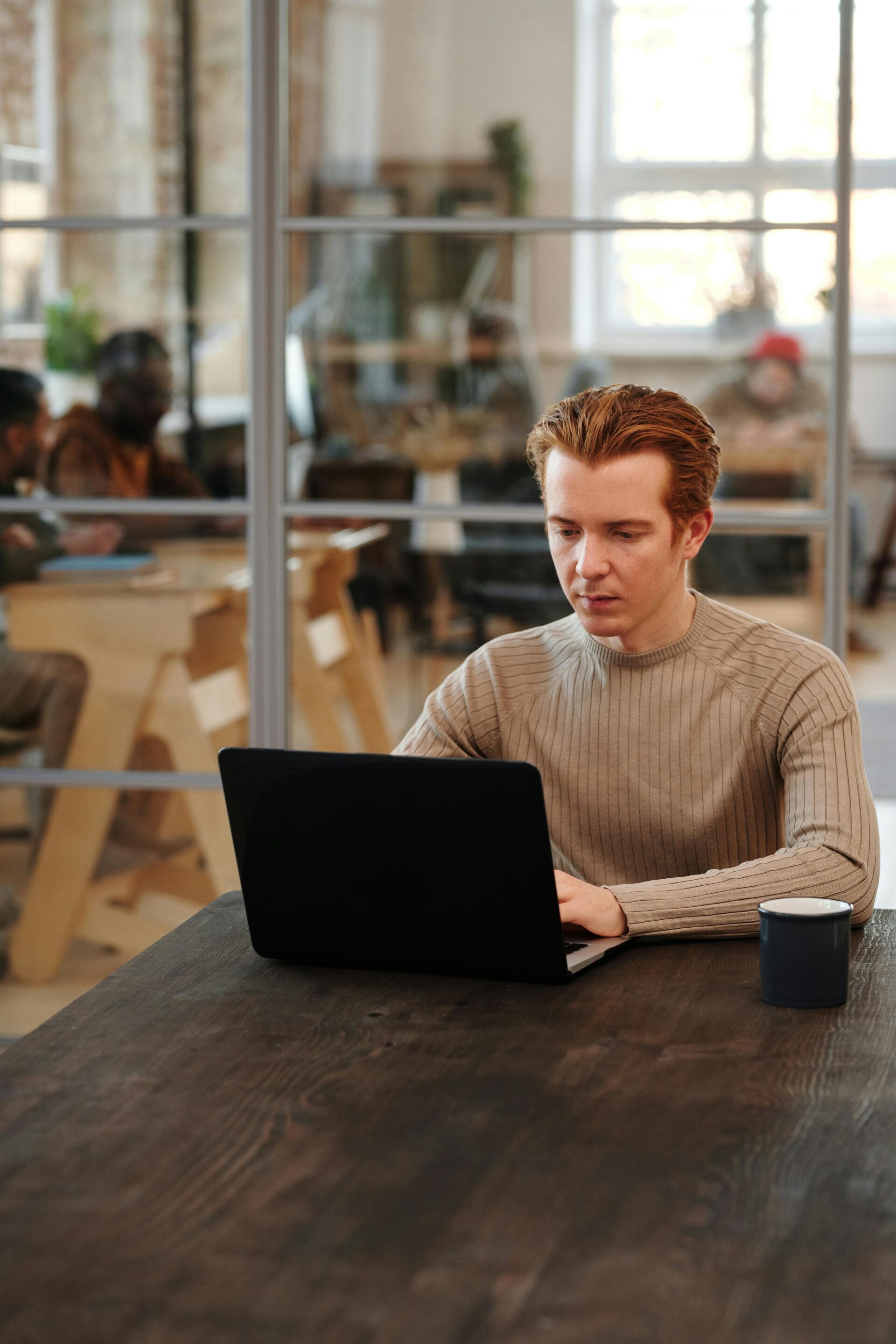 Young man working in an office